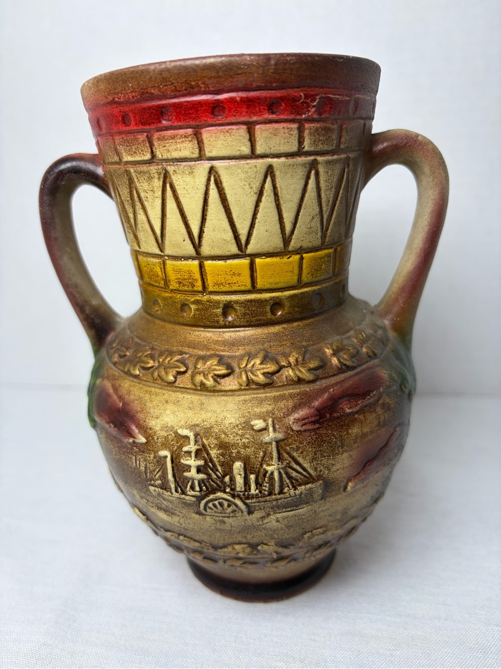 Vintage Norleans Japan Double Handle Vase 7” Gold Painted Decorative Vase